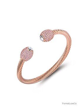 18K Gold Plated Crystal Cable Bangle Bracelet Cuff Bracelet